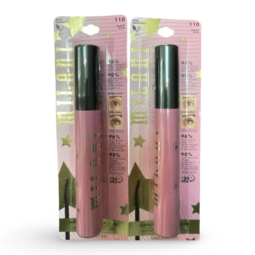 Milani Highly Rated Mascara Lot x2 110 Black 10-1 Instant Volume Fanning .43 oz